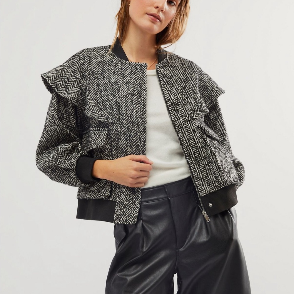NWT Anthropologie Driftwood Frill Bomber Jacket XL - Picture 2 of 8